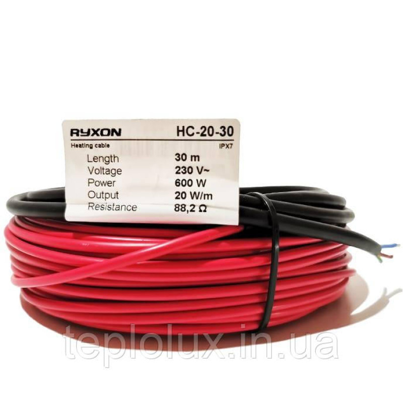 Двожильний нагрівальний кабель Ryxon 20 HC - 1800 Вт (90 м) (523-15546)